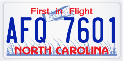 NC license plate AFQ7601
