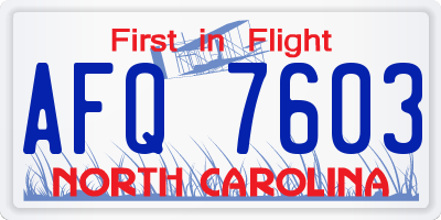 NC license plate AFQ7603
