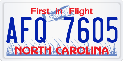 NC license plate AFQ7605