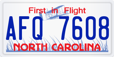 NC license plate AFQ7608