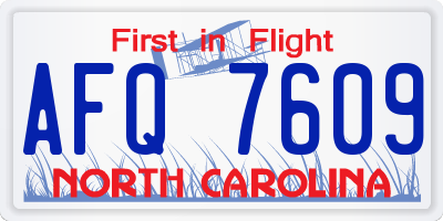 NC license plate AFQ7609