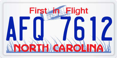 NC license plate AFQ7612