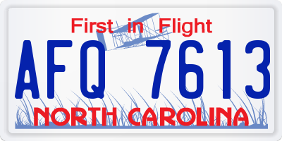 NC license plate AFQ7613