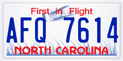 NC license plate AFQ7614