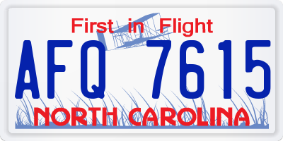 NC license plate AFQ7615