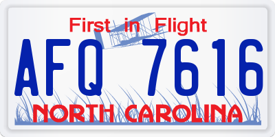 NC license plate AFQ7616