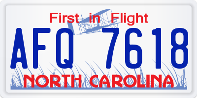 NC license plate AFQ7618
