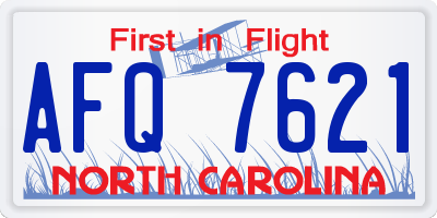 NC license plate AFQ7621
