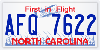 NC license plate AFQ7622