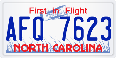 NC license plate AFQ7623