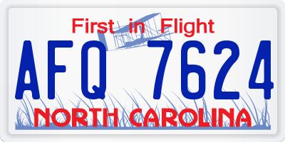 NC license plate AFQ7624