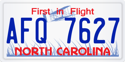 NC license plate AFQ7627