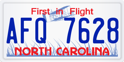 NC license plate AFQ7628