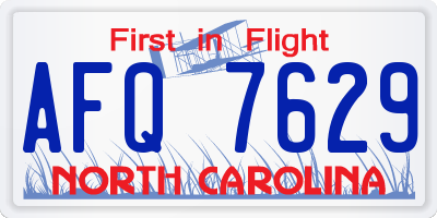 NC license plate AFQ7629