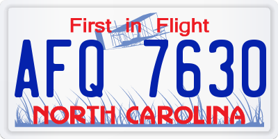 NC license plate AFQ7630