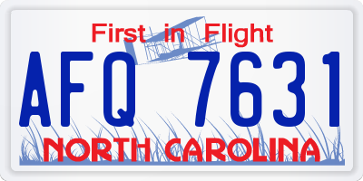 NC license plate AFQ7631