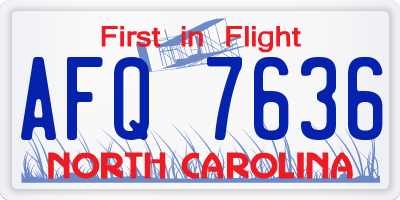 NC license plate AFQ7636