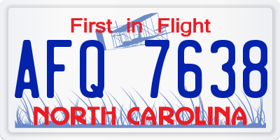 NC license plate AFQ7638