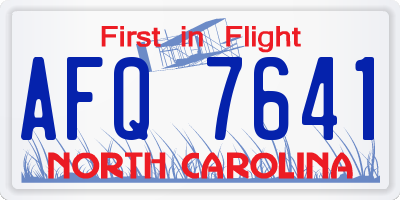 NC license plate AFQ7641