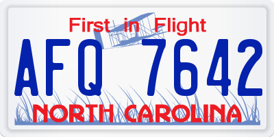 NC license plate AFQ7642
