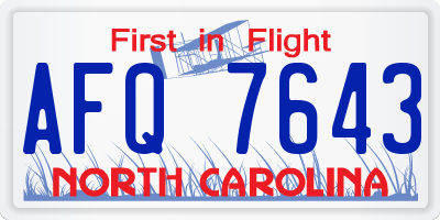 NC license plate AFQ7643