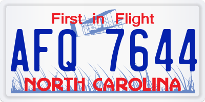 NC license plate AFQ7644