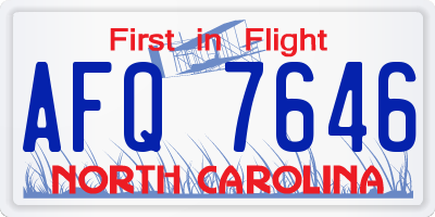 NC license plate AFQ7646