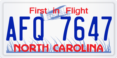 NC license plate AFQ7647
