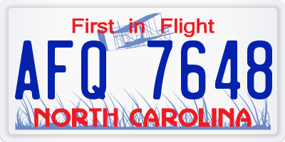 NC license plate AFQ7648