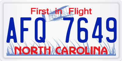 NC license plate AFQ7649
