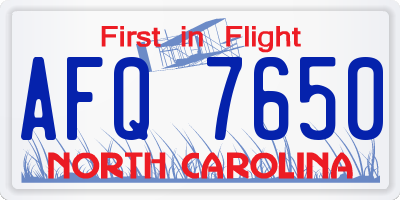 NC license plate AFQ7650