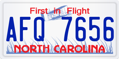 NC license plate AFQ7656
