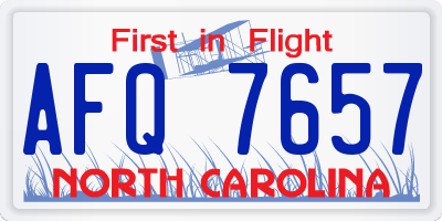 NC license plate AFQ7657