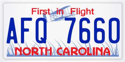 NC license plate AFQ7660