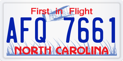 NC license plate AFQ7661