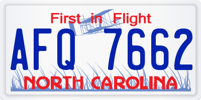 NC license plate AFQ7662