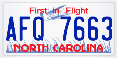 NC license plate AFQ7663