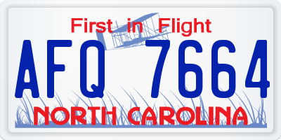 NC license plate AFQ7664