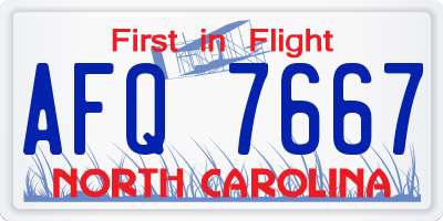 NC license plate AFQ7667