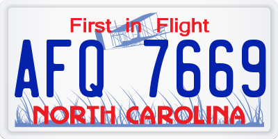 NC license plate AFQ7669