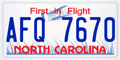 NC license plate AFQ7670