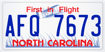 NC license plate AFQ7673