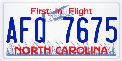 NC license plate AFQ7675