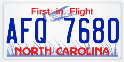 NC license plate AFQ7680