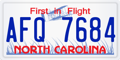 NC license plate AFQ7684