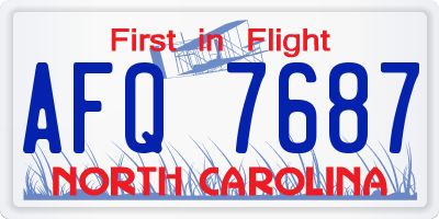 NC license plate AFQ7687