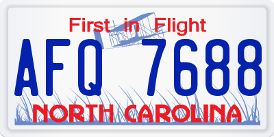 NC license plate AFQ7688