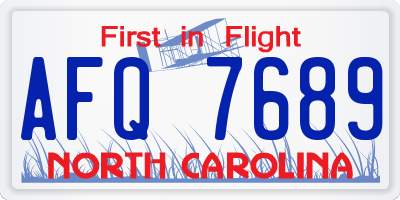 NC license plate AFQ7689