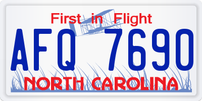 NC license plate AFQ7690