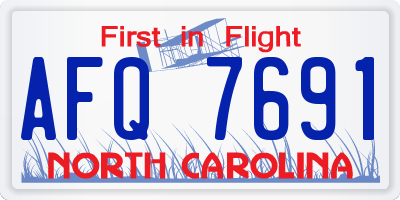 NC license plate AFQ7691